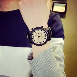 Reloj deportivo de cuero para hombre y mujer, cronógrafo de pulsera sencillo y Popular, resistente al agua, de negocios, sin brazalete, marca de lujo que combina con todo