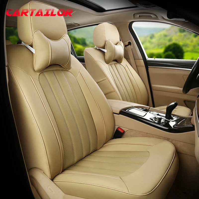 

CARTAILOR Black Cowhide Custom Fit Seat Covers & Supports for Toyota Verso Car Seat Cover Set Artificial Leather Seats Cushions