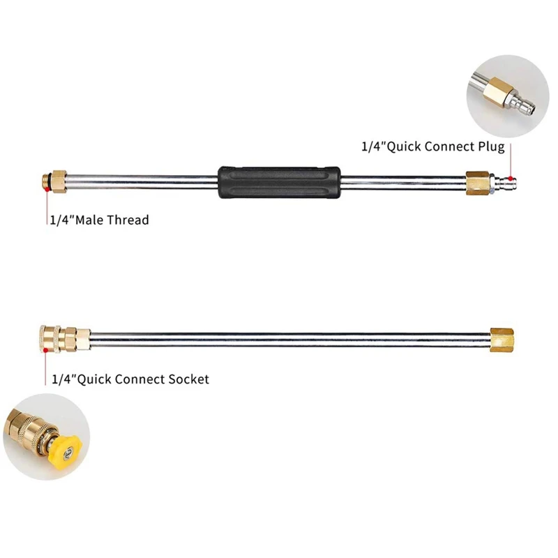 Pressure Washer Extension Spray Wand with 5 Spray Nozzle Tips 1 Pivoting Coupler, 4000 PSI Power Washer Cleaner Accessories Set