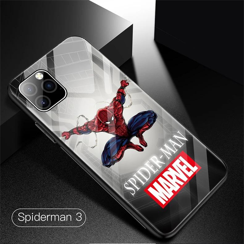 Чехол из закаленного стекла для телефона Marvel с человеком-пауком для iPhone 11 Pro Max XSmax XR XS X 8 7 6s 6 Plus, роскошный защитный чехол