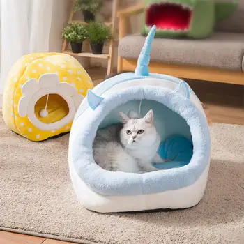 

Autumn Winter Sleeping Nest Cartoon Pet Bed Cute Detachable Soft Warm Pet House Cat Small Dog Puppy Kennel Bed