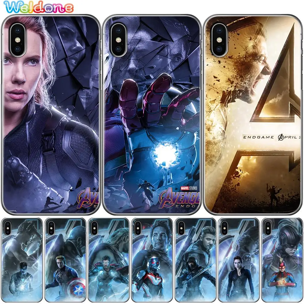 

Marvel Avengers Captain Iron man Black widow Phone Case Cover For iPhone 11 Pro Max XS Max XR X 8 6S 7Plus 5S case cover etui