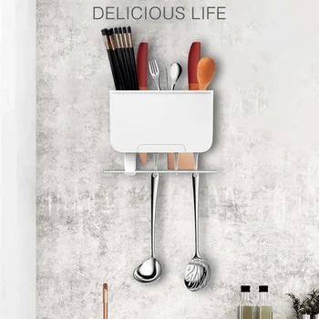

Multifunctional Chopstick Holder Tableware Storage Box Chopsticks Wall-mounted Drain Rack Tableware Knife Holder