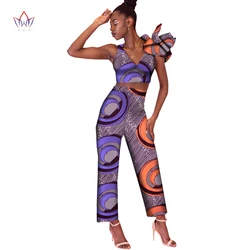 African Clothes For Women 2021 Dashiki Bazin Riche Crop Top And pant Set 2 Pcs Traditional Femme Outfits Office Outwear WY9230