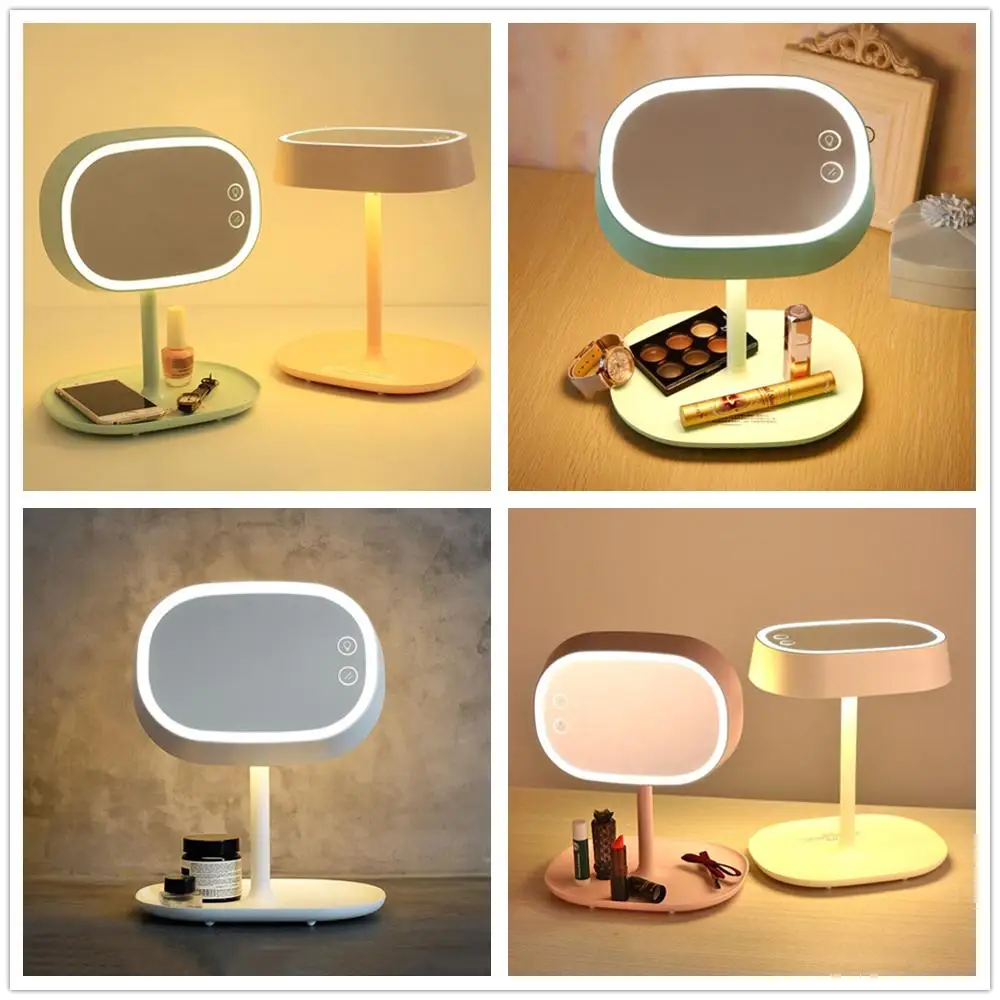 Перезаряжаемый сенсорный экран освещенное зеркало для макияжа светодиодный стол для ночника подставка косметическое зеркало ночник