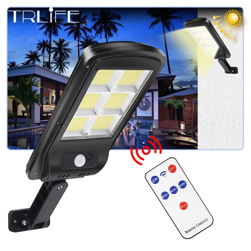 1500W IPX65 Waterproof Solar Light PIR Motion Sensor Garden Wall outdoor Indoor Solar street Smart Lamp with Remote Control e40 100w 150w retrofit garden corn light e40 led street lamp for 250w 400w 1000w 1500w halogen hps metal halide lamp replacement