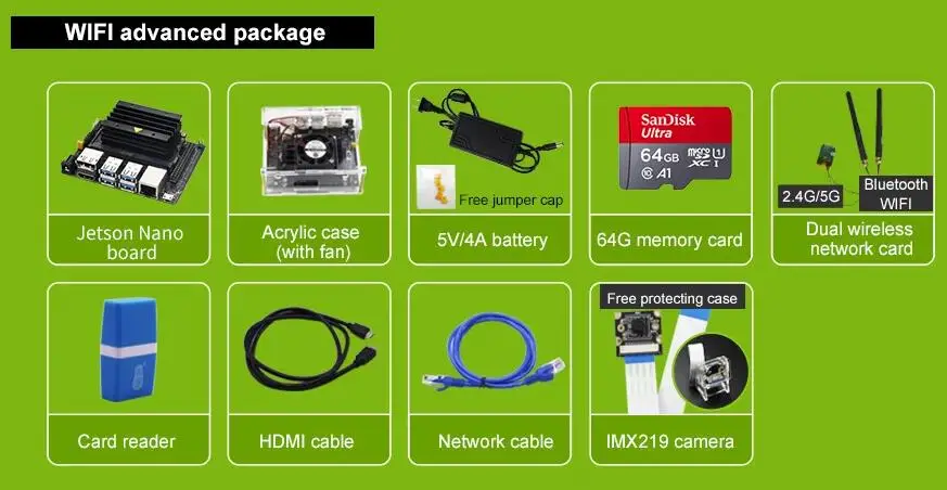 NVIDIA Jetson Nano Developer Kit Nano board основная плата управления совместима с AI платформой для мультимедиа, SPU медиа, компьютера - Цвет: WIFI Advanced Pack