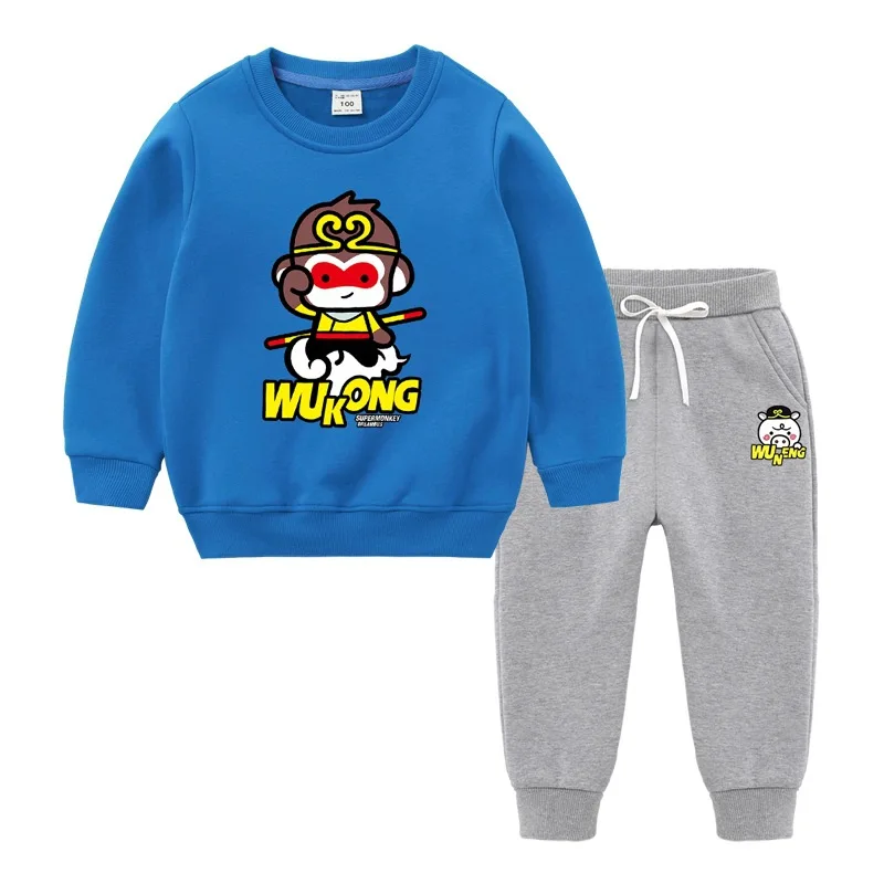 Ropa infantil traje Повседневный primavera y otomino nueva moda infantil mаs Sueter de terciopelo bebé манга larga de dos piezas - Цвет: Синий