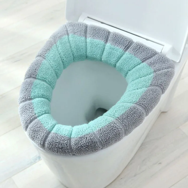 1Pcs Keep Warm Pumpkin Pattern Closestool Mat Double Color Bathroom Accessories Knitting O-shape Home Decor Toilet Seat Cover