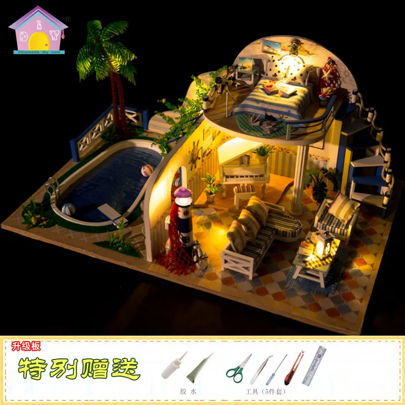 

Hoomeda-diy DIY Hut Handmade Toy Creative Assembled Educational Model Wooden Toys Valentine's Day Birthday Gift