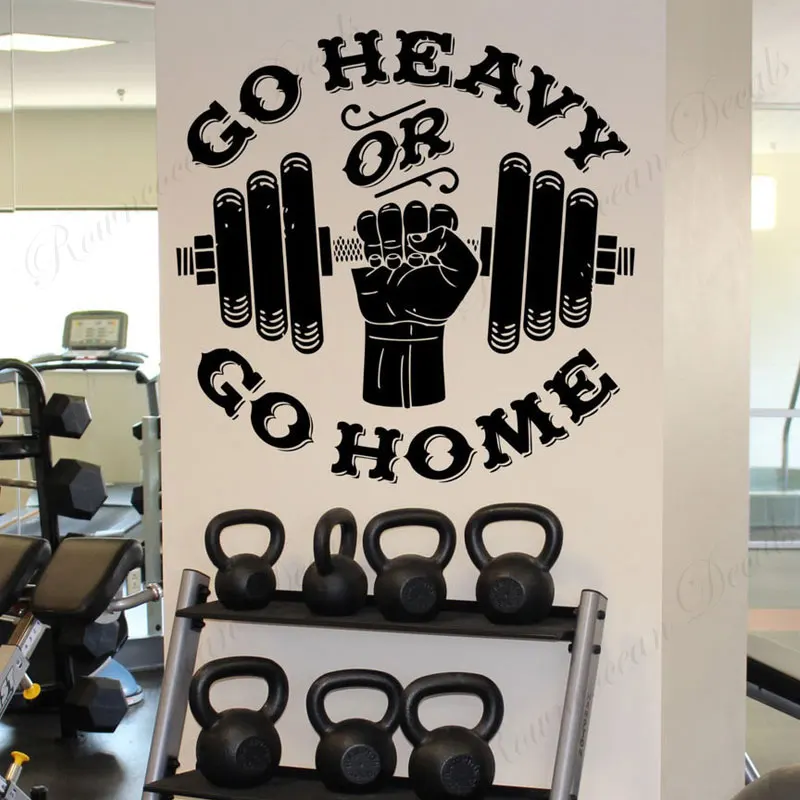 Go Heavy Or Home бодибилдер гимнастический знак наклейка на стену для фитнеса виниловый