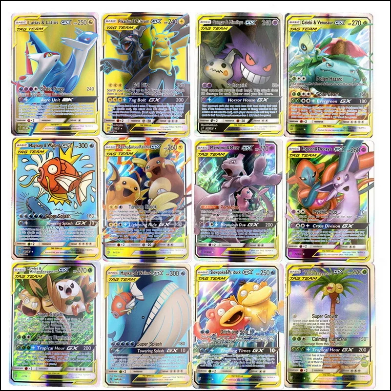 300 200 шт GX 120 60 100 шт Мега Сияющие карты Pokemones игры битва карт торговые карты игры Детские игрушки