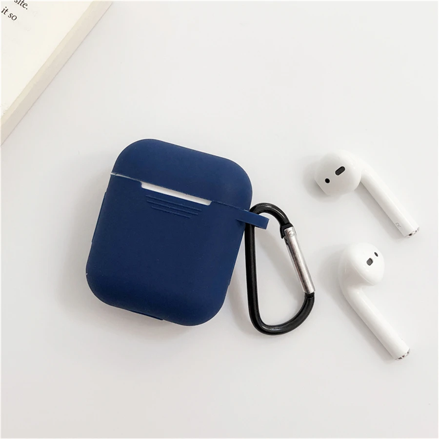 Мини Мягкий силиконовый чехол для Apple Airpods противоударный чехол для Apple гарнитура для Airpods чехол s Для Air Pods защитный чехол - Цвет: Тёмно-синий