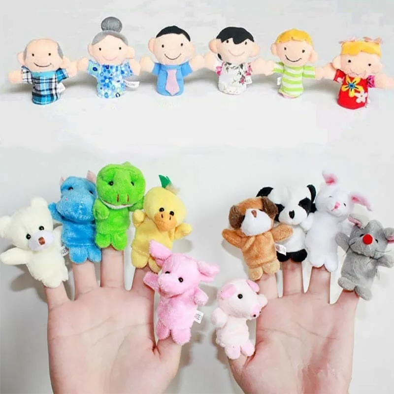 10 PCS Cute Cartoon Biological Animal Finger Puppet Plush Toys Child Baby Favor Dolls Tell Story Props Boys Girls Puppets | Игрушки и