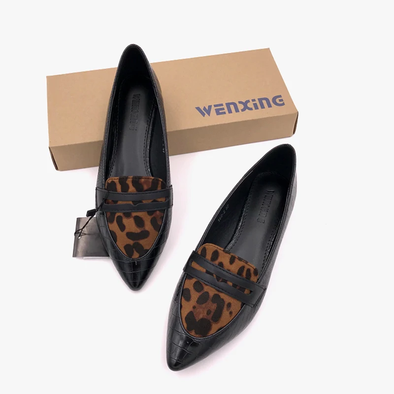 

snake pattern/leopard pointed toe women flats single shoes British slip on lazy soft leather casual loafers brand designer shoes