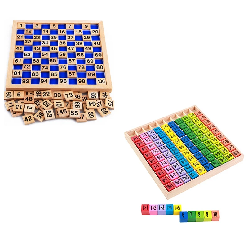 Обучающие деревянные Обучающие игрушки 1-100 цифра когнитивные 10X10 Таблица размножения детей