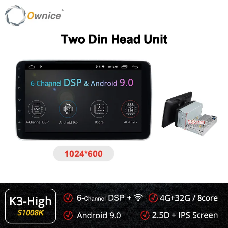 Ownice 1 din 2 din 1280*720 вращение DSP 360 панорама 4G LTE SPDIF Универсальный Android 9,0 K3 K5 K6 автомобильный Радио плеер gps Navi - Цвет: S1008 K3 high