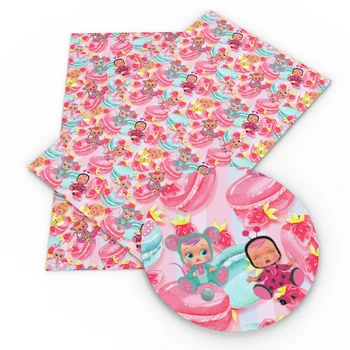 

20*34cm Cartoon Series Printed Faux Synthetic Leather Fabric for Bows in Craft DIY Handmade Materials,1Yc11497