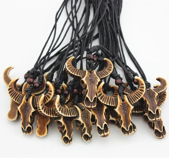 

Wholesale 12PCS bull head horns necklace sweater chain Halloween bull head pendant pendant gift jewelry