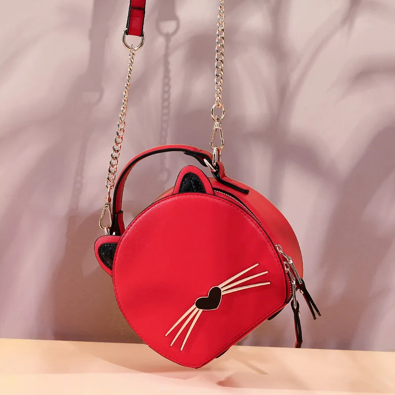 

2019 New Style Fashion Korean-style Versatile Shoulder Bag INS Ultra-Fire Pack Chain Cat Bag GIRL'S Small round Bag