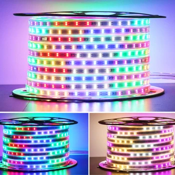 

LED RGB Led Strip Light AC220V 1200leds/m Waterproof IP67 Led Tape LED Light with EU Power Plug 1M/2M/3M/4M/5M/8M/10M Christmas
