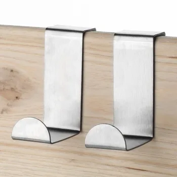 

2PC Door Hook Stainless Steel Kitchen Cabinet Clothes Home Storage Hanger Organizer