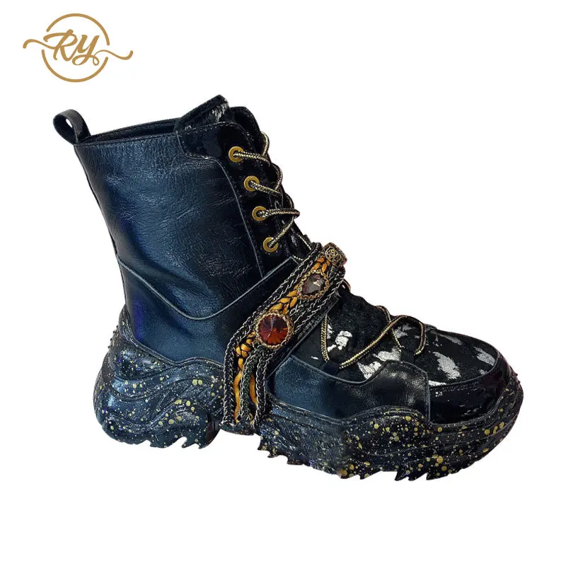 RY-RELAA женские кроссовки; коллекция года; модная Роскошная Брендовая женская обувь из натуральной кожи; кроссовки на платформе; обувь на меху; кроссовки на танкетке