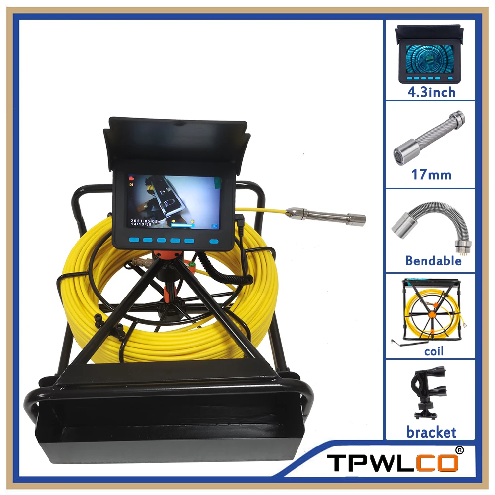 

Камера для осмотра канализационной трубы 17 мм с 6 светодиодами 10-50 м кабелем 4,3 дюйма ЖК-эндоскоп промышленная система видеозапись