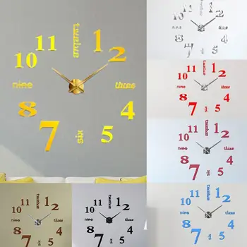 

Household DIY 3D Wall Clock Acrylic Decorative Home Room Wall Room Wallclock Dining Clocks Decor Living Kitchen K5M4