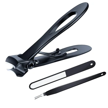 

3 Pcs Toenail Stainless Steel Heavy Duty With Metal Case Nail Clippers Opening Set Pedicure Nail File Wide Jaw Fingernail Cutter