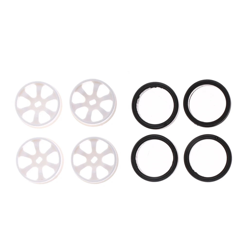 4pcs White Wheels + 4pcs Black Tires RC Accessories for WLtoys K969 K989 P929 1/28  Rally Model Cars