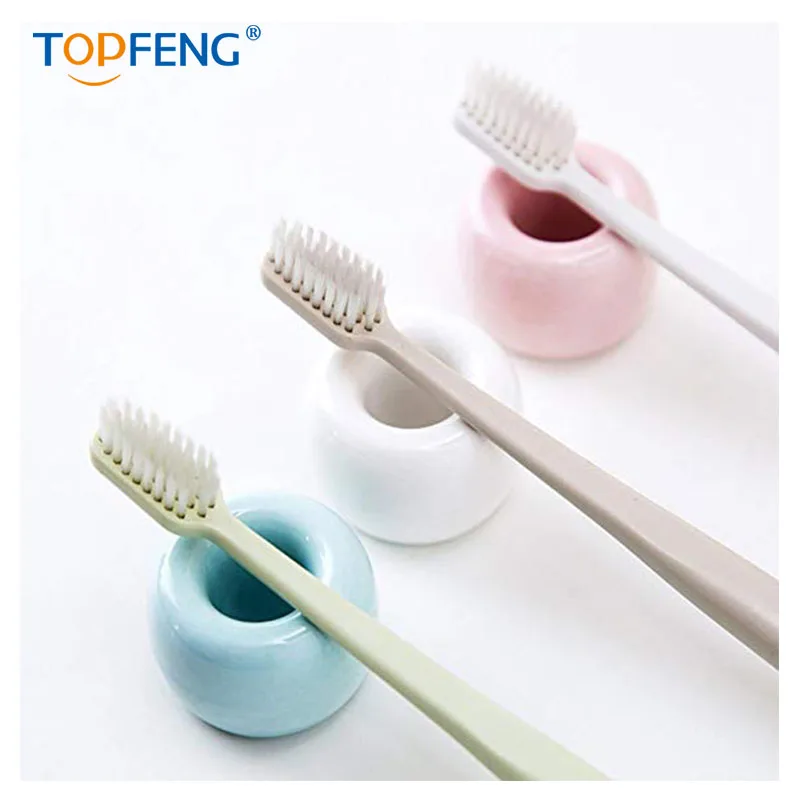 Topfeng мини керамика ручной работы пара держатель для зубных щеток подставка для ванной комнаты туалетный столик, белый, упаковка из 2