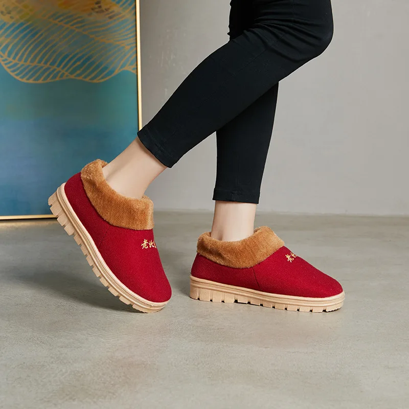 

2019 Winter Warm Cotton-padded Shoes Soft Bottom Corduroy Old Beijing Cotton-padded Shoes Hair Mouth Second Cotton Handmade Snow