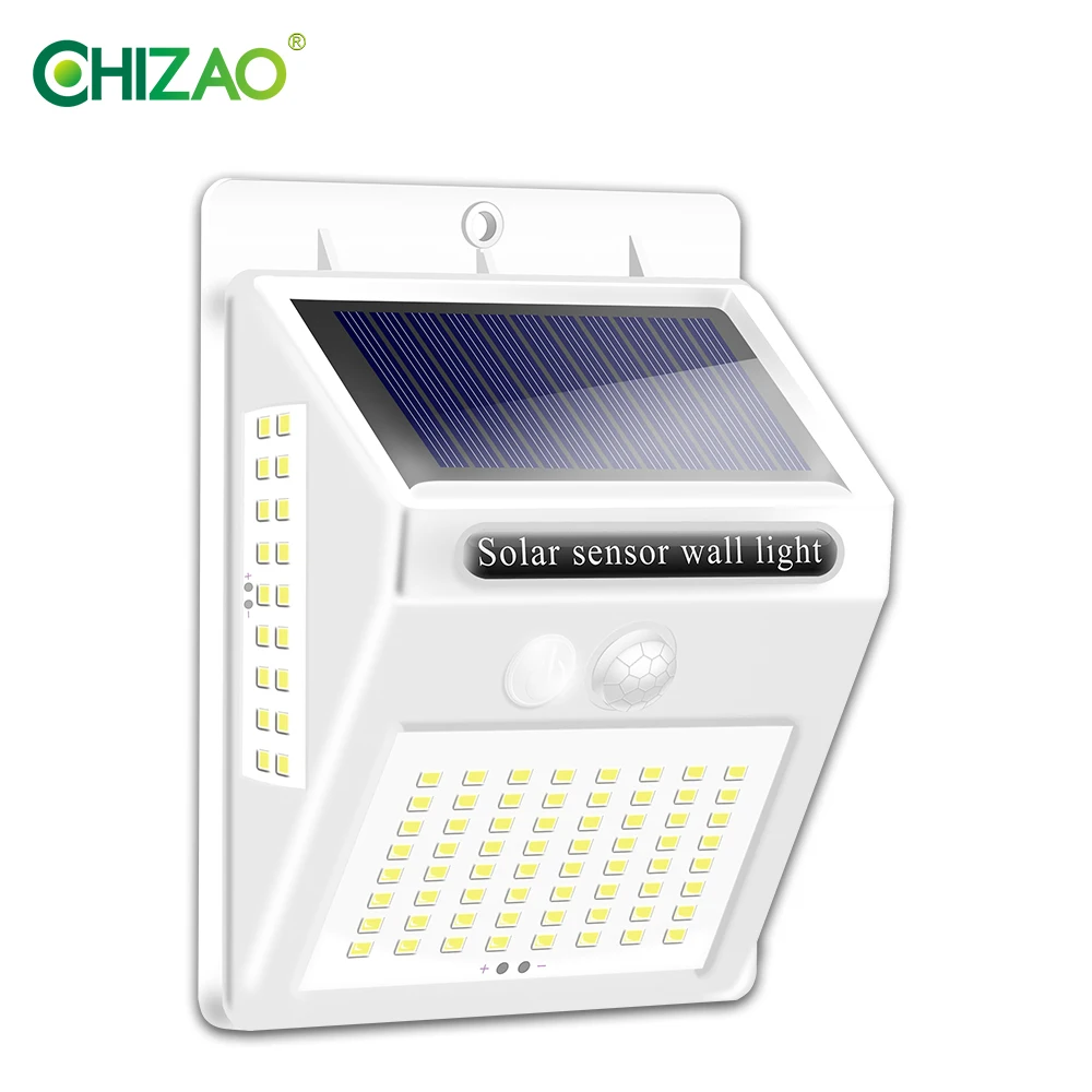 White100LED CHIZAO светодиодный ночник с датчиком движения питание от солнечной батареи светильник настенный водонепроницаемый для украшения сада - Испускаемый цвет: White100LED