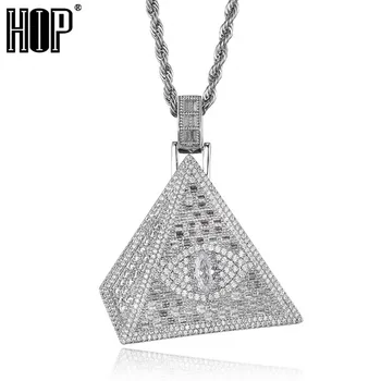 

Egyptian Egypt Pyramid Small Horse Eye Shape Necklaces&Pendants Iced Out Micro Paved Cubic Zircon For Men Women Hip Hop jewelry