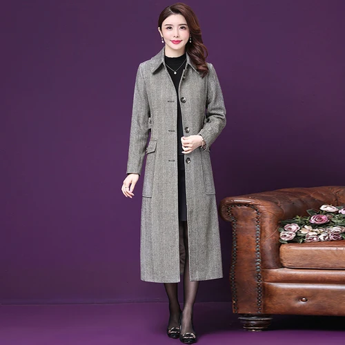 

2019 Winter New Fashion Korean Edition Single Breasted Big Code Designs Girl Woolen Coat High End Temperament Slim Women Clother