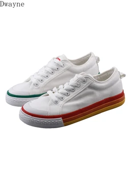 

Joker white shoes female 2019 Korean version of the summer new thick-soled students flat casual shoes rainbow canvas shoes tide