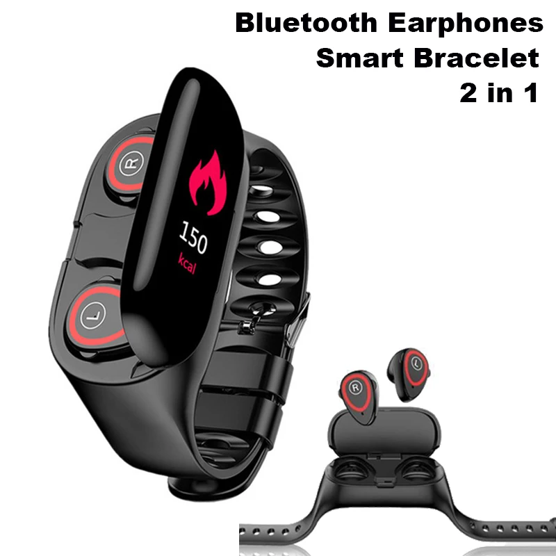 

M1 2in1 Wireless Bluetooth Earphones Sport Smart Watch Wristband Smart Band Blood Pressure Monitor Bracelet for Men Women