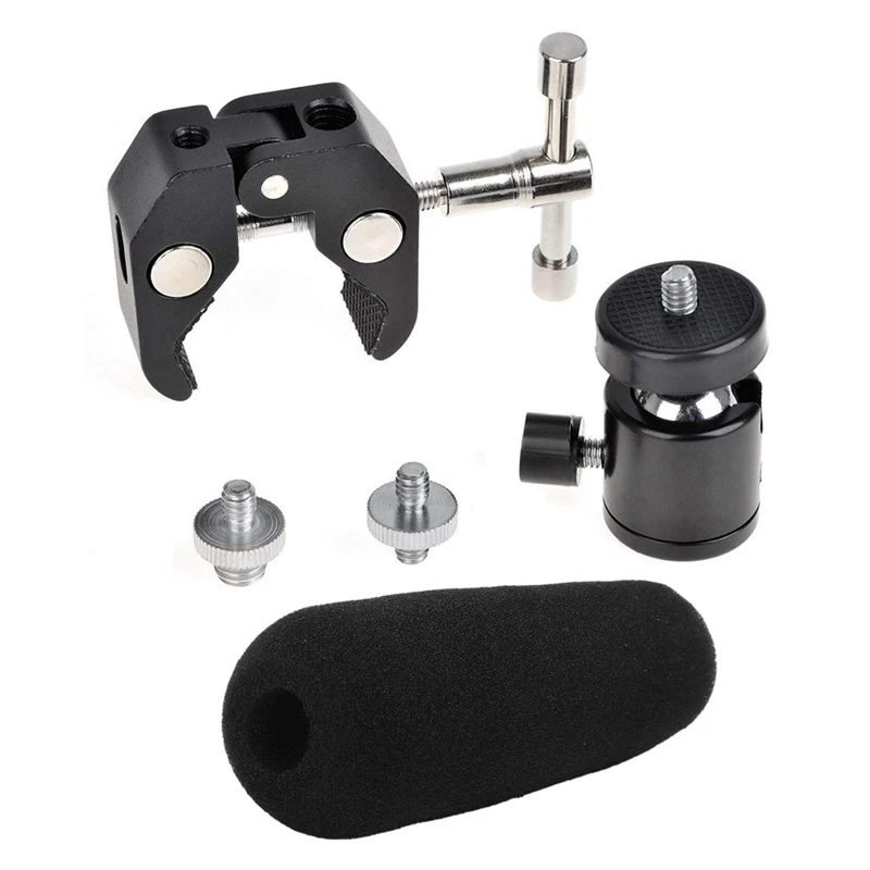 1 комплект супер зажим Крепление шарнирный шаровой головкой 1/4Inch-20 резьбовое отверстие головки и 1/4 дюйма до 5/8 дюймов преобразования винт& 1 шт. 12 см Mi
