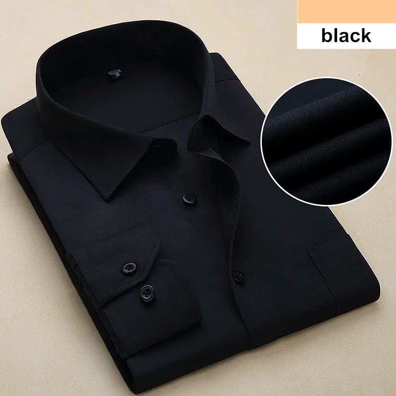 8XL белая мягкая рубашка, набор, больше размера d, мужская деловая повседневная плюс деловая рубашка, большой размер, рубашка с длинными рукавами, хлопок - Цвет: Черный
