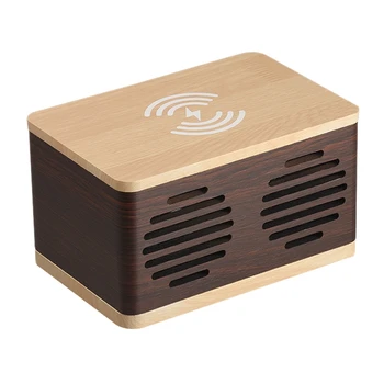 

Wireless Charging Led Digit Alarm Clock Audio USB Charger Bluetooth Speaker Thermometer Phone Wireless Charger Wooden Desk Clock