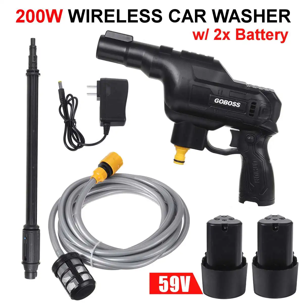 New High Pressure Car Washer Water Gun 59V 200W Portable Cordless Washing machine Cleaner Adjustable nozzle | Автомобили и