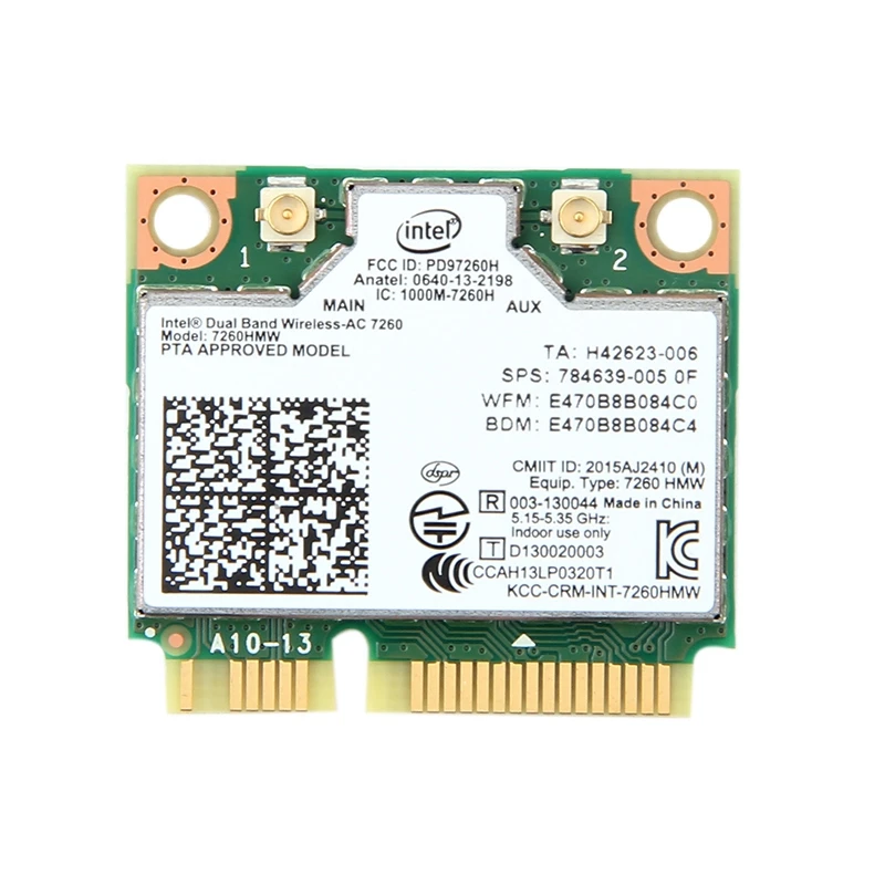 

Dual Band AC1200 Wireless Adapter for Intel 7260 7260HMW AC MINI PCI-E Card 2.4G/5G Wifi +Bluetooth 4.0 for Dell/Sony/ACER/ASUS