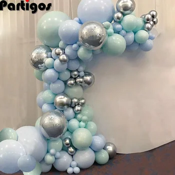 

104pcs DIY Pastel Macaron Blue Mint Balloon Garland Sliver Globos Arch Kit Birthday Wedding Baby Shower Anniversary Party Decor