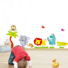 Три поколения съемная Настенная Наклейка в детскую комнату украшение детской комнаты счастливые наклейки зоопарка AY753