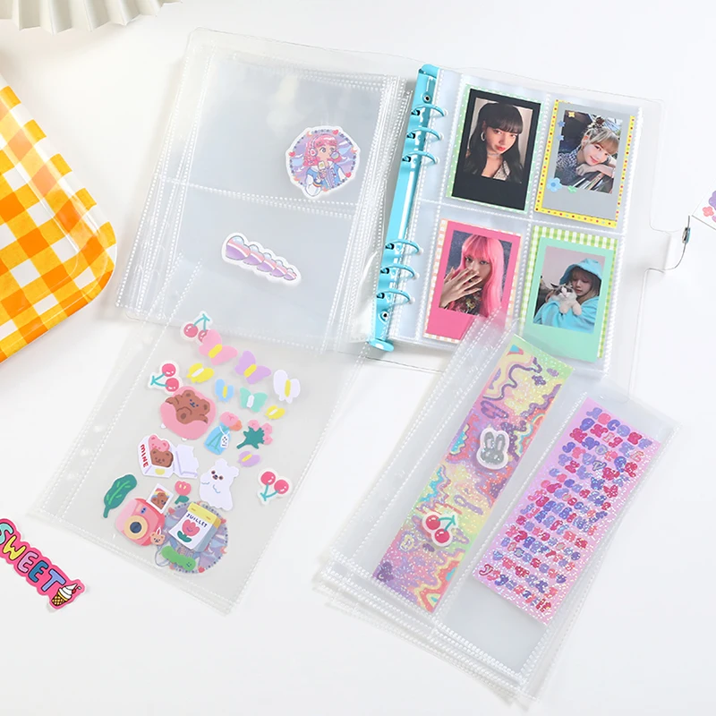 10pcs A5 A6 transpant Refill Storage Bag 6 hole Binder Notebook Accessory PVC Photo Album Sticker Organizer Stationary | Канцтовары для
