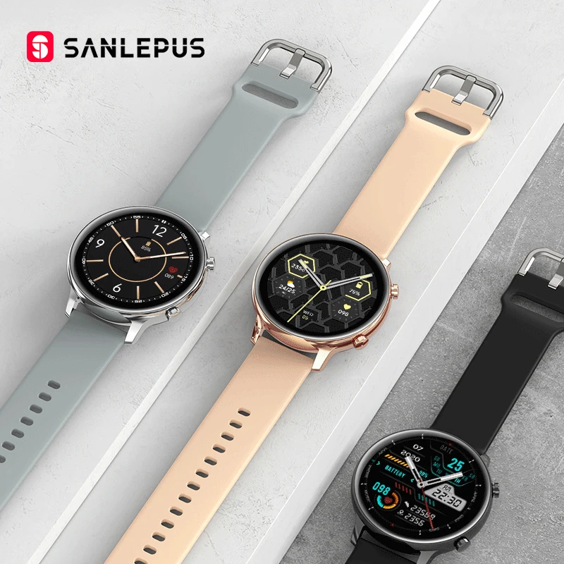 SANLEPUS-reloj inteligente para hombre y mujer, pulsera con Bluetooth, llamadas, MP3, música, resistente al agua, para Samsung, Android y Apple, 2021