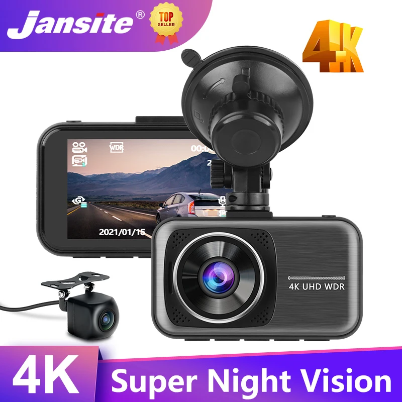 Зеркало-видеорегистратор Jansite 3 "камера 4K фронтальная и тыловая камеры 3840x2160P