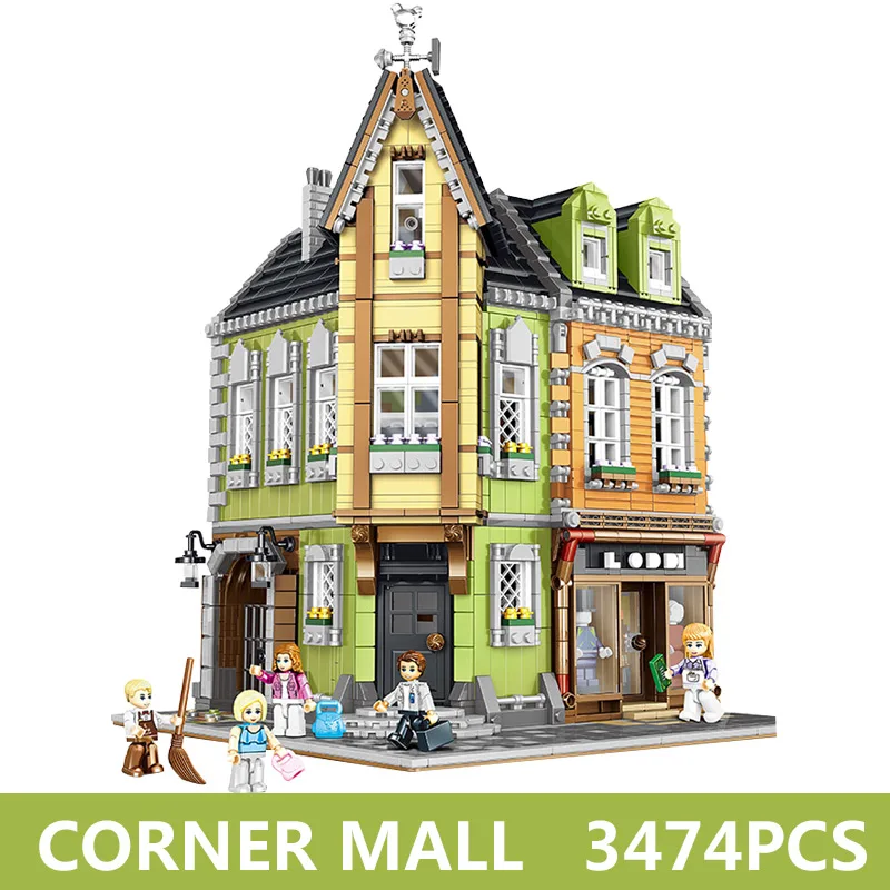 DHL City Street View серия угловой магазин модель MOC строительные блоки кирпичи Детские игрушки Подарки Рождественский подарок