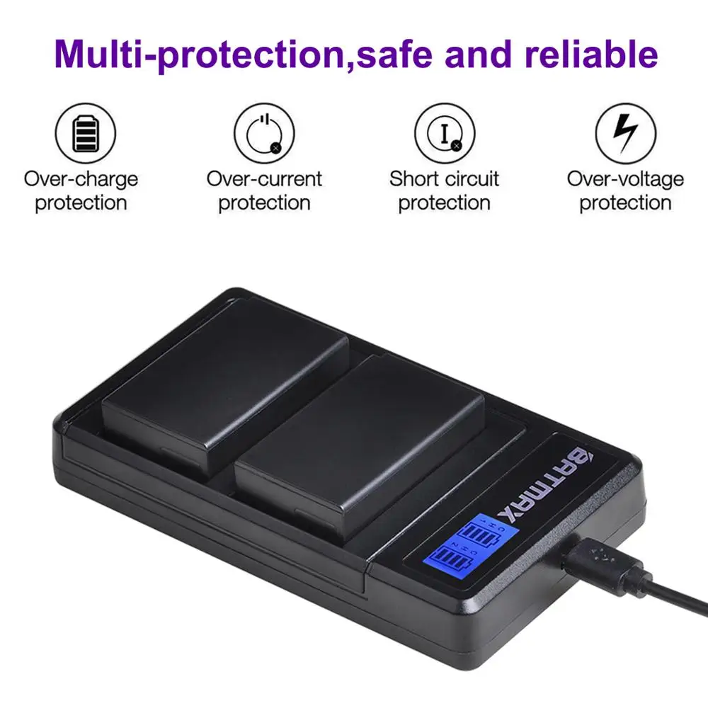 Аккумуляторная батарея с двумя USB портами и ЖК дисплеем для Nikon Coolpix P1000 Nikon1 J1 J2 J3